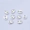 Cuentas espaciadoras de granos de café plateadas pulidas para hacer joyas DIY a mano - 7x5.5mm(Z132) / Plateado