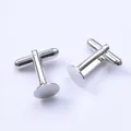 Gemelos de metal plateado pulido con base redonda plana para creación de joyas DIY - Diámetro Exterior de 10mm / Oro blanco