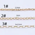Three types of 14k gold-filled jewelry chains in 2.5mm, 3mm, and 3x4.5mm sizes - Compact Multi-ring Interwoven Chain (Z148 1#) / 14K Gold Plated