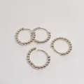 Macro shot of gold beaded hoop earrings with a textured surface for jewelry making - 14k Gold Plated Beaded Style (3#) / 16mm x 17mm