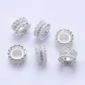 Calottes perlées en dentelle argentée avec zircons pour la création de bijoux DIY - Q181-6mm / Argent (Rétention de Couleur)