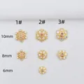 14K gold plated flower bead spacers with cubic zirconia for DIY jewelry making - Rose Gold / 10mm