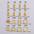 Collection of 16 gold-plated brass charms with enamel details for DIY jewelry making - Abacus Style (G23 1#)