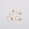 Close-up of 14k gold plated earring hooks with micro-inlaid cubic zirconia stones - Round Zirconia Style (E48-3#) / Gold