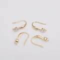 Detail of 14k gold-filled ear hooks with micro-inlaid zircon for DIY jewelry making - Oval Zirconia Style (E48-4#) / Gold