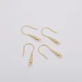 Detailed view of four 14k gold-plated earring hooks for handmade DIY jewelry making - Teardrop Style (E47-2#) / Gold