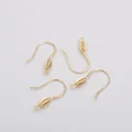 Close-up of 14k gold-filled french ear hooks with micro-pave zircon and small hanging rings - Olive Textured Style (E47-1#) / Gold