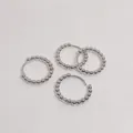 Silver beaded hoop earrings with a bubble design and a polished metallic finish - White Gold Color Beaded Style (3#) / 16mm x 17mm
