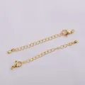 Macro shot of 24k gold vacuum plated lobster clasps with teardrop extension chains - Simple Waterdrop Style (A21)
