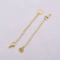 Pair of 24k gold-plated lobster clasps with extender chains and engraved round charms - Portrait Coin Style (A29)