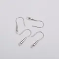 Silver 14k gold-filled ear hooks with cubic zirconia for DIY jewelry making set of 4 - Teardrop Style (E47-2#) / Silver