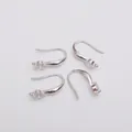 Silver 14k gold-plated DIY earring hooks with micro-pave cubic zirconia crystals - Oval Zirconia Style (E48-4#) / Silver