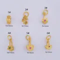 Golden pendant charms set with classic patterns and colorful inlaid gemstones - Double Happiness Style (1#)