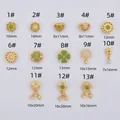 Vintage style gold-plated jewelry charms featuring green agate and pearls for DIY bracelets - Hollow Disc Floral Style (K7 1#)
