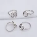Basi per anelli regolabili in argento con vassoi rotondi da 12mm per gioielli fai da te - Placcato Platino