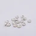 Silver plated round rhinestone spacer beads for DIY jewelry bracelet making - Silver