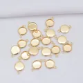 Detail of 14k gold-plated round bezel pendant settings with double loops for DIY jewelry - Inner Diameter 8 / Double Loop 14k Gold Filled Style (K37)