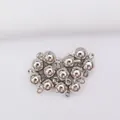 Silver round magnetic clasps for jewelry making with double loops for bracelets - Ball (A25) / Platinum