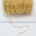 Détail de la chaîne en O aplatie de 3mm plaquée or 14 carats pour bijoux sur bobine - Aplati 14K Laminé d'Or