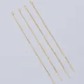 Close-up of 14k gold-filled earring chains with open jump rings and long needle pins - Gold