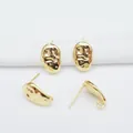 Baroque style 14k gold plated S925 silver needle stud earrings for DIY jewelry making - Pebble Style (L19 1#) / Gold