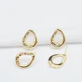 Irregular 14k gold plated teardrop stud earrings with hammered texture on white fabric - Hollow Irregular Style (L19 3#)