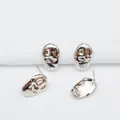 Detailed view of silver irregular lava-style stud earrings with liquid metal texture - Pebble Style (L20 1#) / Silver