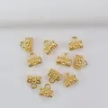 Set of ten 14k gold plated cylinder spacer beads with floral relief and top ring loops - H60 Cylindrical 14k Gold Plated