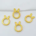 Anillos espaciadores de conejo dorados para bisutería DIY, set de 4 piezas en oro de 14k - Oro Antiguo