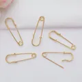 Set of five polished 14k gold plated safety pins for DIY jewelry and garment accessories - 14K Gold Plated