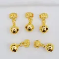 5-piece set of 14k gold-plated bell charms with engraved floral bail for DIY jewelry - Bell Style / 18K Gold Plated