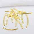 Polished 14k gold-filled curved tube beads for DIY jewelry making and bracelet crafting - M26 Style (2x30mm) / 18K Gold