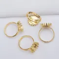 Σετ τεσσάρων επιχρυσωμένων δαχτυλιδιών 14k με ρυθμιζόμενη βάση για κατασκευή κοσμημάτων DIY - Επιχρυσωμένο 14k (2#)
