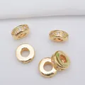 Macro view of 14K gold plated brass spacer beads with cubic zirconia for DIY jewelry - 14K Gold Plated