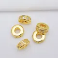 Cinq perles d'espacement en laiton doré 14k avec zircone pour création de bijoux DIY - Plaqué Or 18K