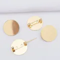 Dettaglio delle basi per spille tonde in ottone placcato oro con superficie piatta - 18mm / Oro