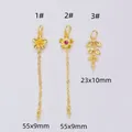 18k vergulde bloem en olijfblad hangers met lange ketting en parelzetting set - 1# Lange Bloem Ketting (XH2233506) / 18K Verguld