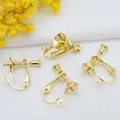 Adjustable golden spiral clip-on earring converters for DIY jewelry making with 8mm tray - Light gold