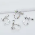 Silver screw-back earring converters with adjustable pads for DIY jewelry making - White K/Silver