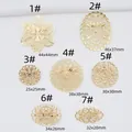 Set of 14K gold plated hollow filigree flower brooch bases in various round and oval shapes - Style 1 (R63) / 44x44mm / 14K Gold Plated