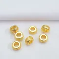 Detailed view of 18k gold plated Greek pattern spacer beads for DIY jewelry making - 6mm Outer Diameter (R41) / 18K Gold Plated