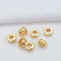 Golden 18k gold plated 6mm 8mm Greek key pattern spacer beads for DIY jewelry making - 6mm Outer Diameter (R41) / 14K Gold Plated