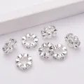 Sparkling silver flower-shaped 14k gold-filled rondelle beads with inlaid zircons for DIY jewelry - Outer Diameter 6mm / Silver (Color Retention)