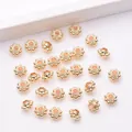 Goldene blumenförmige Zwischenperlen mit Metallbeschichtung für DIY-Schmuckketten - 4mm / 14K Vergoldet