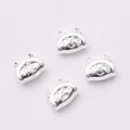 18k gold plated silver dumpling beads with lucky Fu character for DIY bracelet making - Silver