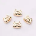 Detailed view of 18k gold plated dragon charms with Fu character for DIY jewelry - 14k Gold Filled