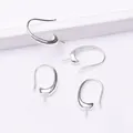 Polished silver DIY earring hooks with peg for half-drilled pearls jewelry making - Silver (Color Retention)