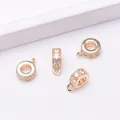 Makroaufnahme von vier 18k vergoldeten Abstandsperlen mit Zirkonia-Mikropflaster - 14K Vergoldet-6mm Außendurchmesser