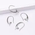 Set of four polished silver earring hooks with spiral pins for DIY pearl jewelry making - Platinum Plated