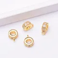 Detailansicht der 18k vergoldeten Zwischenperlen mit Zirkonia-Besatz für DIY-Armbänder - 18K Vergoldet-6mm Außendurchmesser